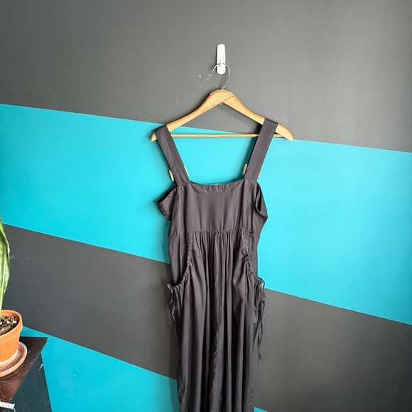 ASOS UO Azelia Button Midi Dress Black Buttoned Spaghetti Strap Sundress Size 6 - Picture 11 of 16